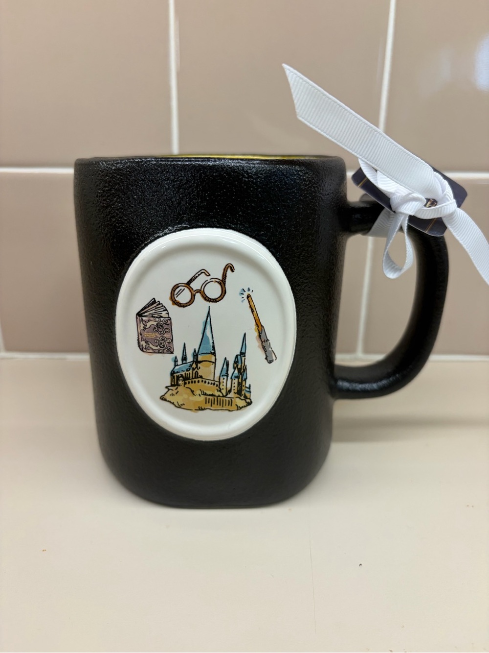 Rae Dunn x Harry Potter - Black Ceramic studying at Hogwarts mug